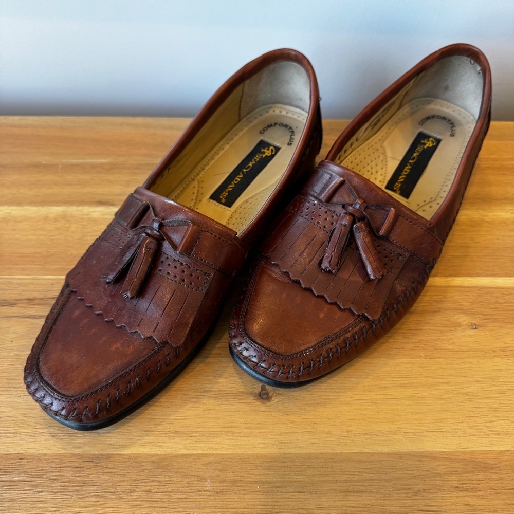 Stacy Adams Men 10 M Brown Leather Kiltie Tassel Loafer 25985 Comfort Plus - Picture 7 of 16